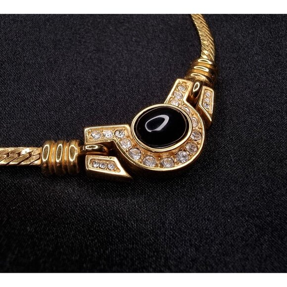 Rare Find Vintage Krementz 1980s Signed Gold-Tone Necklace & Earrings Set - Picture 2 of 6